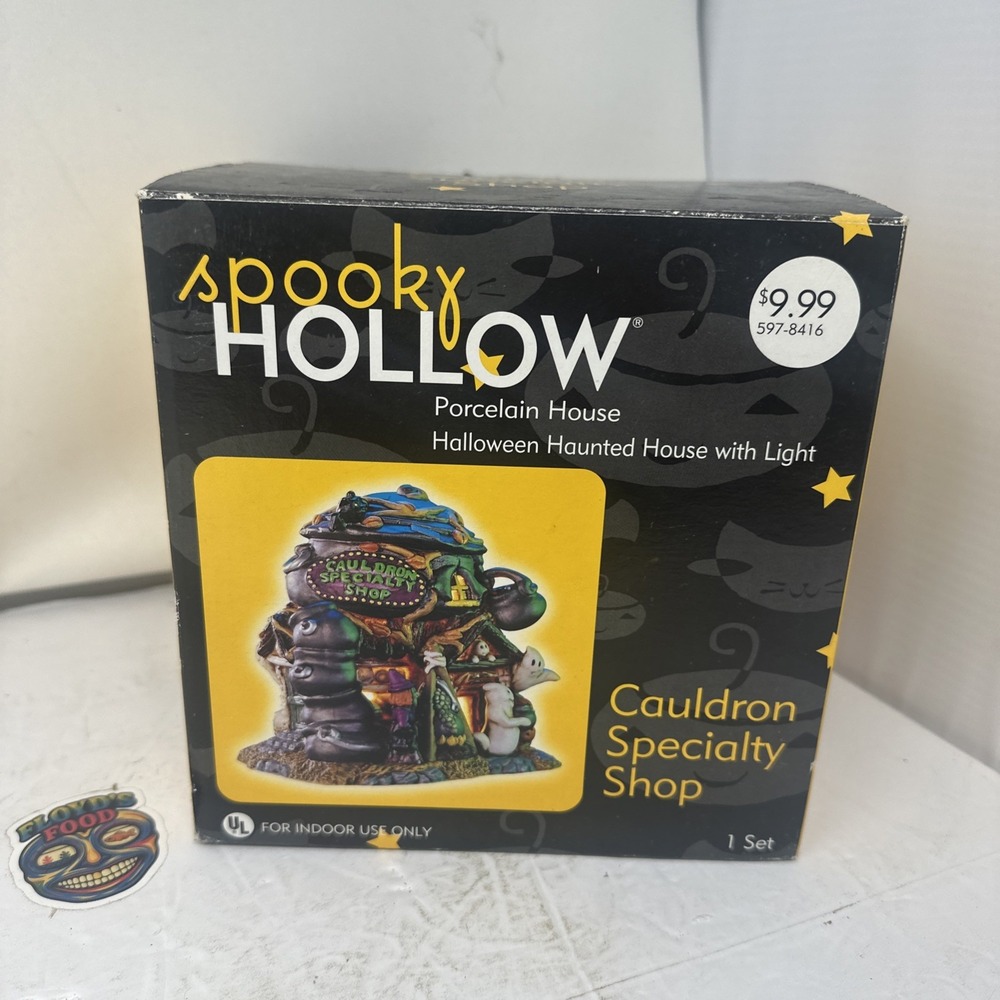 2002 Spooky Hollow Cauldron Specialty Shop Halloween Porcelain House Light